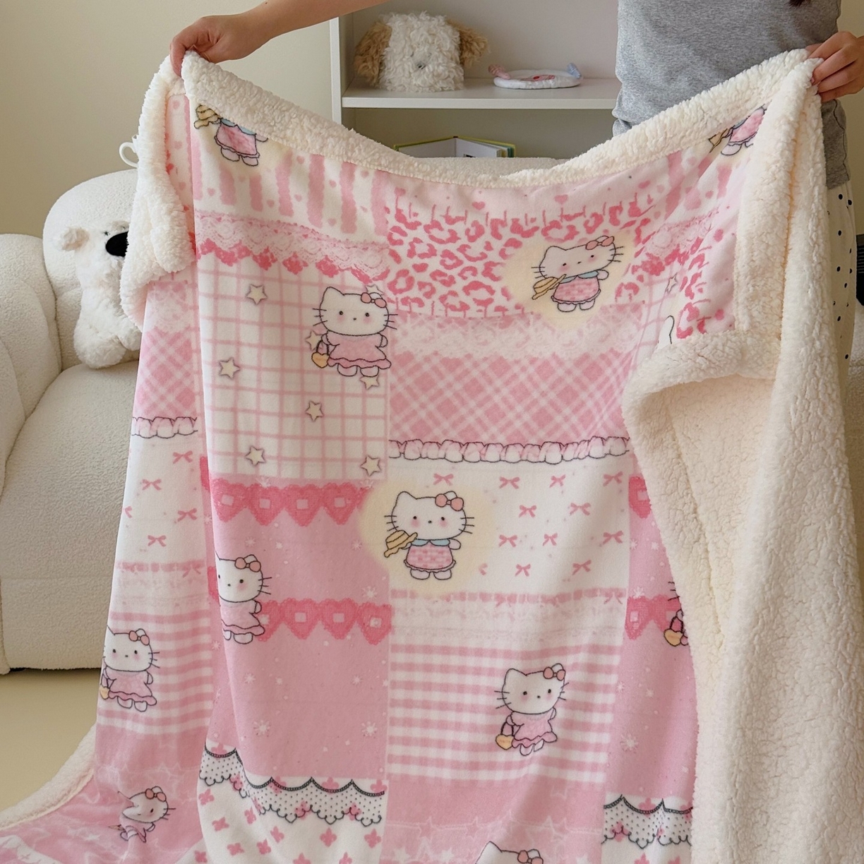 91家纺网 家纺一手货源 找家纺 顾里家纺 2025新款ins韩系少女牛奶羊羔绒盖毯毛毯 喵友派对