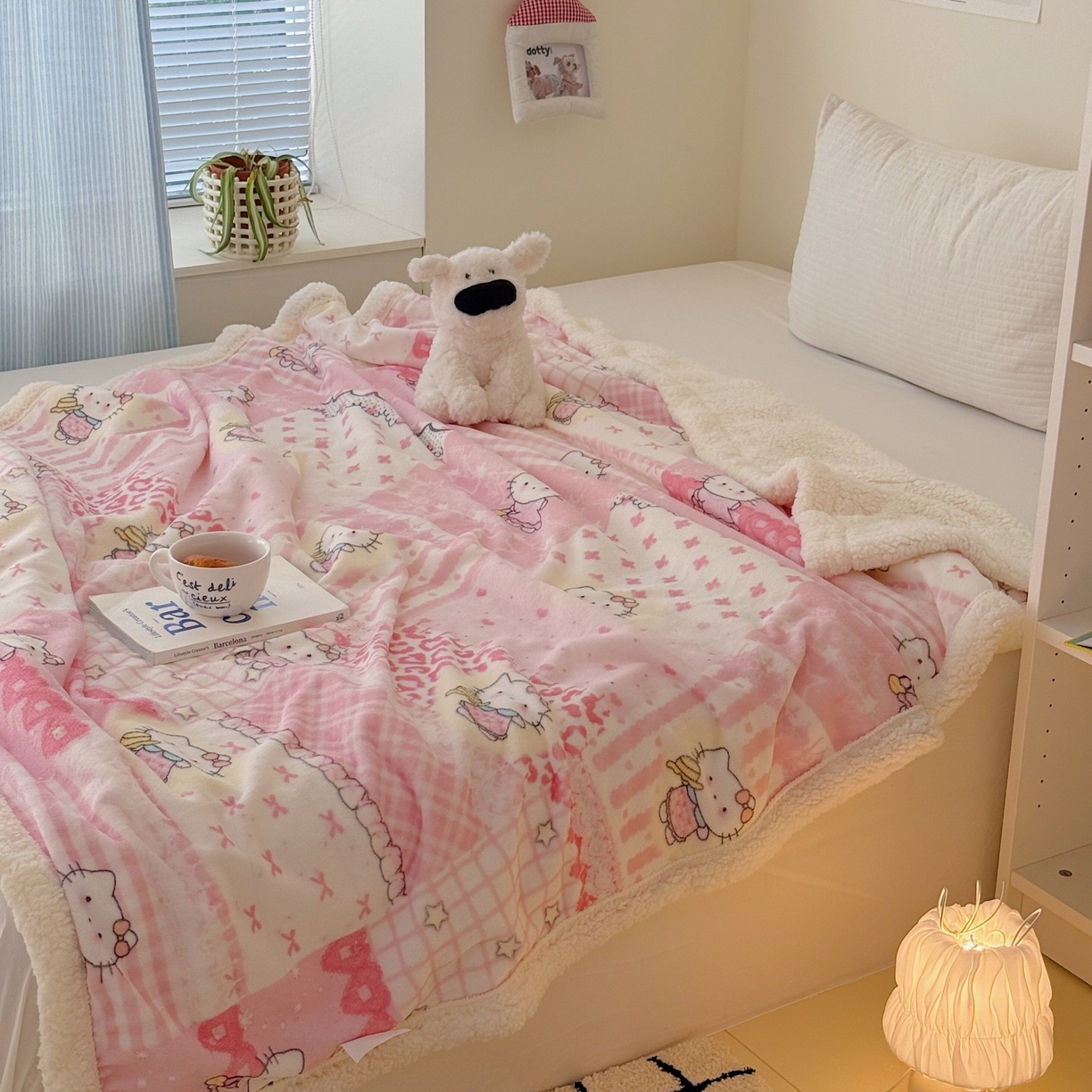 91家纺网 家纺一手货源 找家纺 顾里家纺 2025新款ins韩系少女牛奶羊羔绒盖毯毛毯 喵友派对