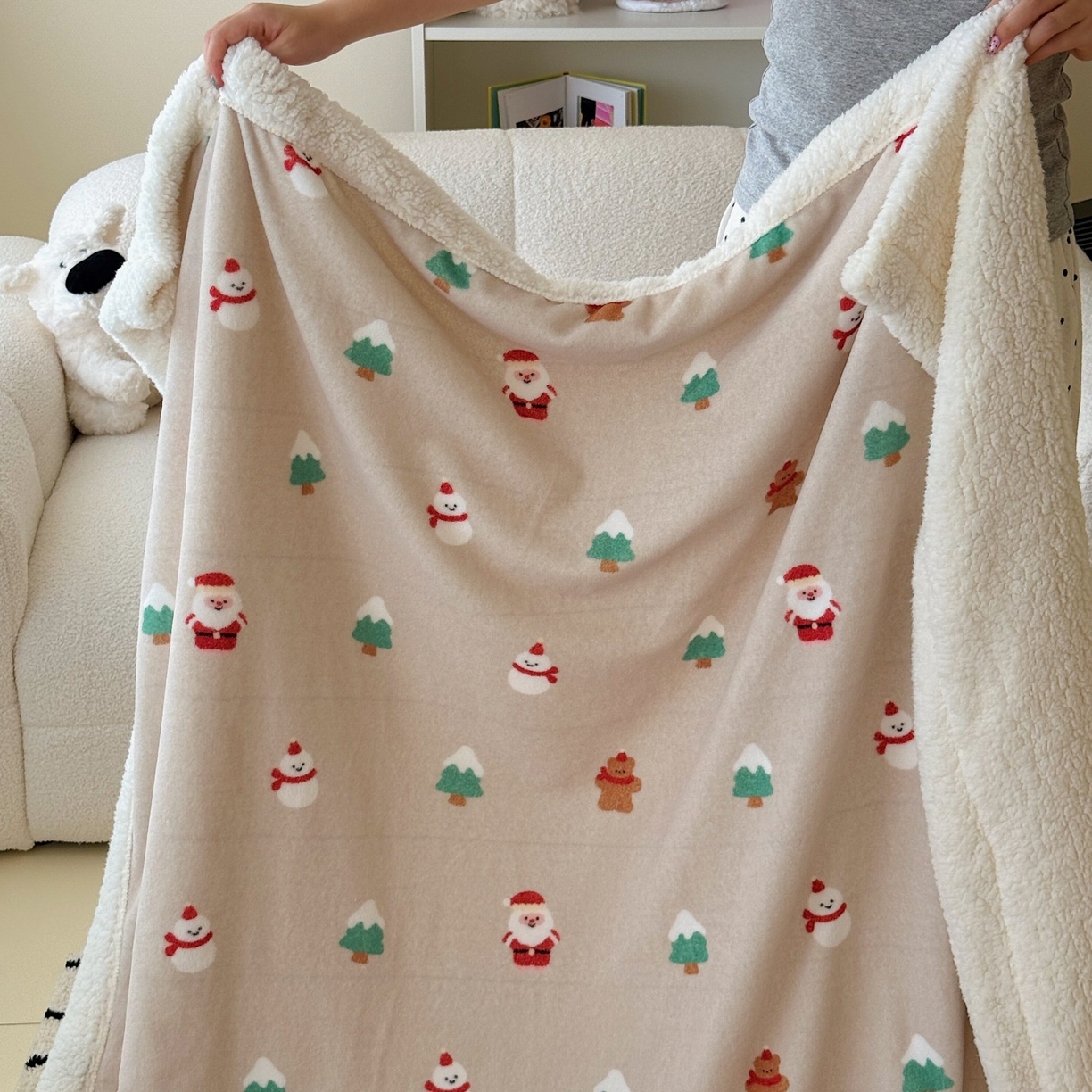 91家纺网 家纺一手货源 找家纺 顾里家纺 2025新款ins韩系少女牛奶羊羔绒盖毯毛毯 圣诞气息