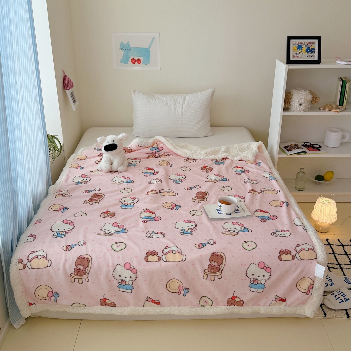 91家纺网 家纺一手货源 找家纺 顾里家纺 2025新款ins韩系少女牛奶羊羔绒盖毯毛毯 猫咪梦想