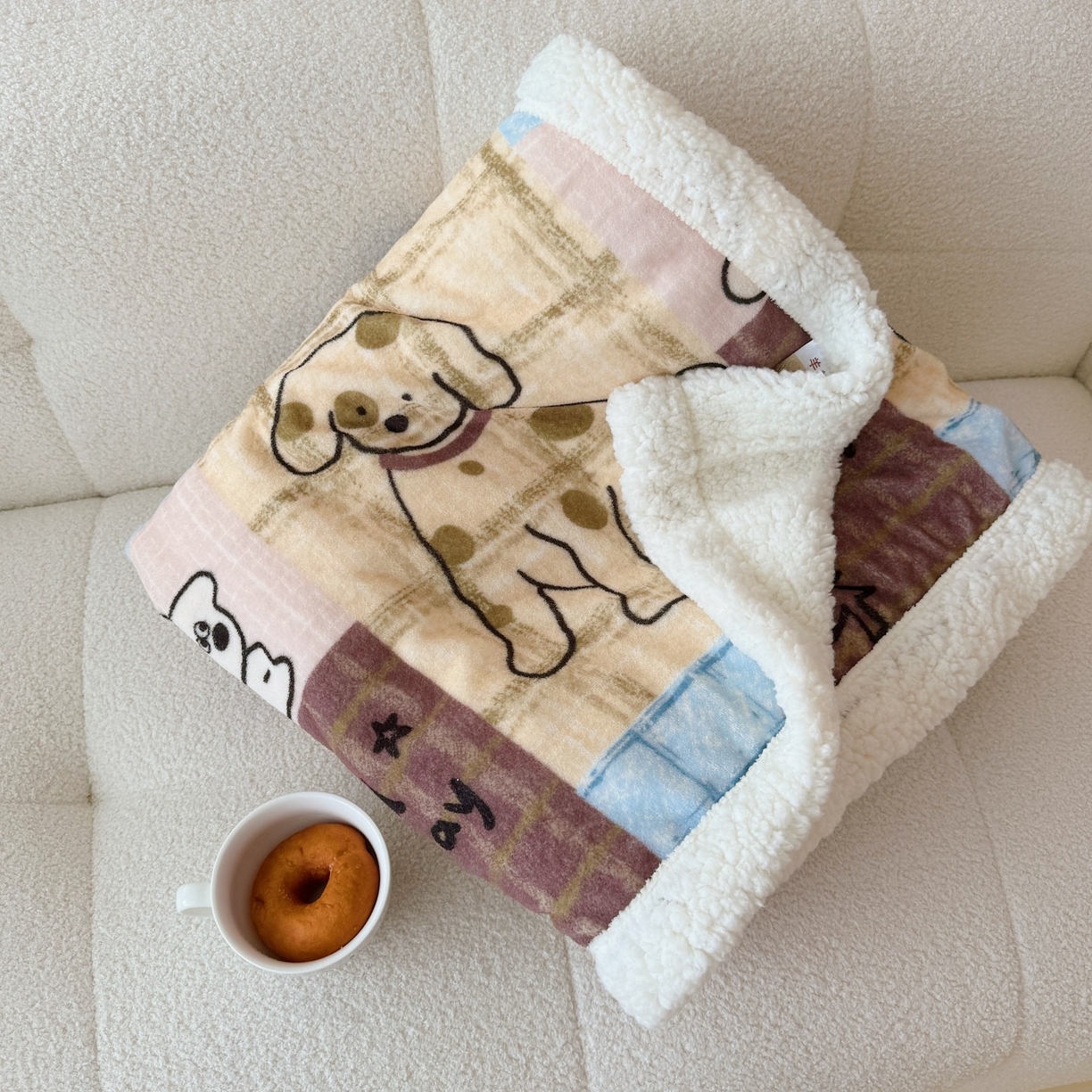 91家纺网 家纺一手货源 找家纺 顾里家纺 2025新款ins韩系少女牛奶羊羔绒盖毯毛毯 美式狗仔