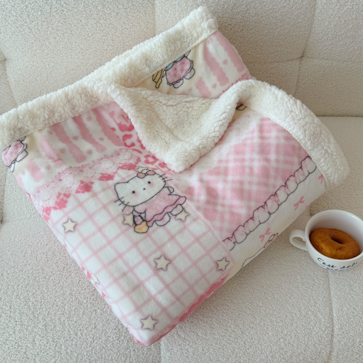 91家纺网 家纺一手货源 找家纺 顾里家纺 2025新款ins韩系少女牛奶羊羔绒盖毯毛毯 喵友派对