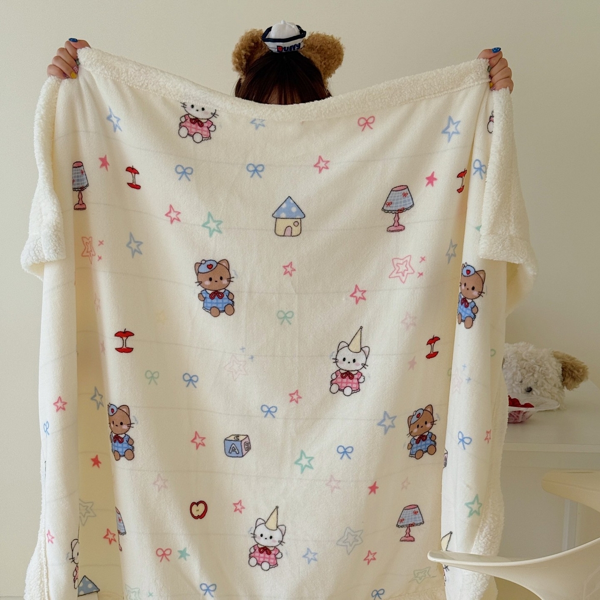 91家纺网 家纺一手货源 找家纺 顾里家纺 2025新款ins韩系少女牛奶羊羔绒盖毯毛毯 画板猫咪