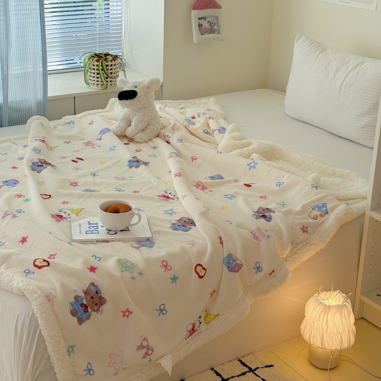 91家纺网 家纺一手货源 找家纺 顾里家纺 2025新款ins韩系少女牛奶羊羔绒盖毯毛毯 画板猫咪