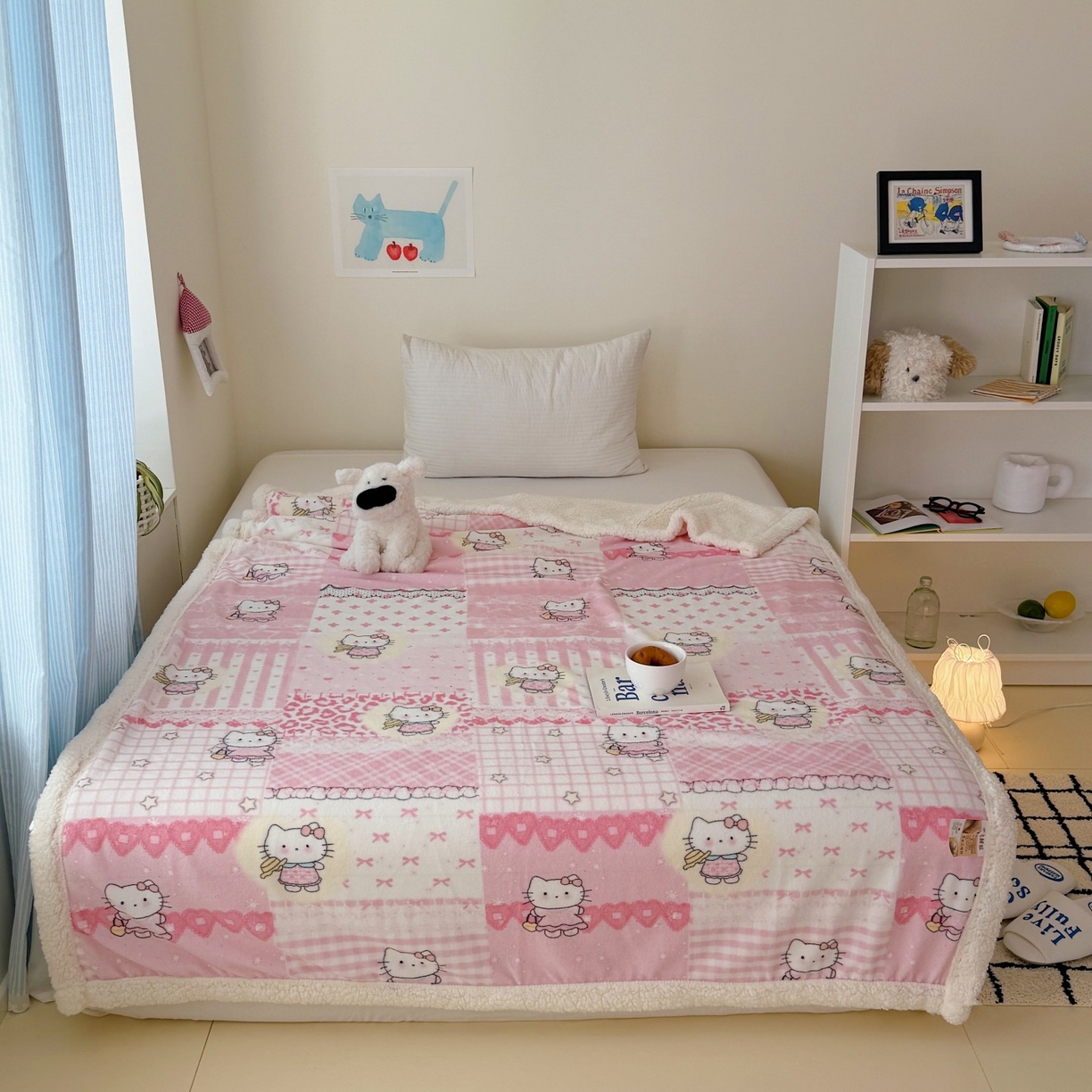 91家纺网 家纺一手货源 找家纺 顾里家纺 2025新款ins韩系少女牛奶羊羔绒盖毯毛毯 喵友派对