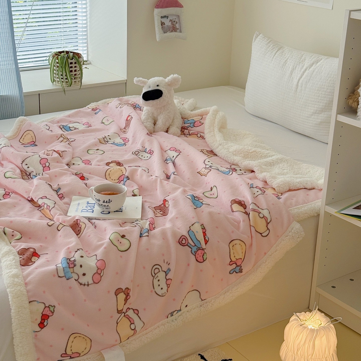 91家纺网 家纺一手货源 找家纺 顾里家纺 2025新款ins韩系少女牛奶羊羔绒盖毯毛毯 猫咪梦想