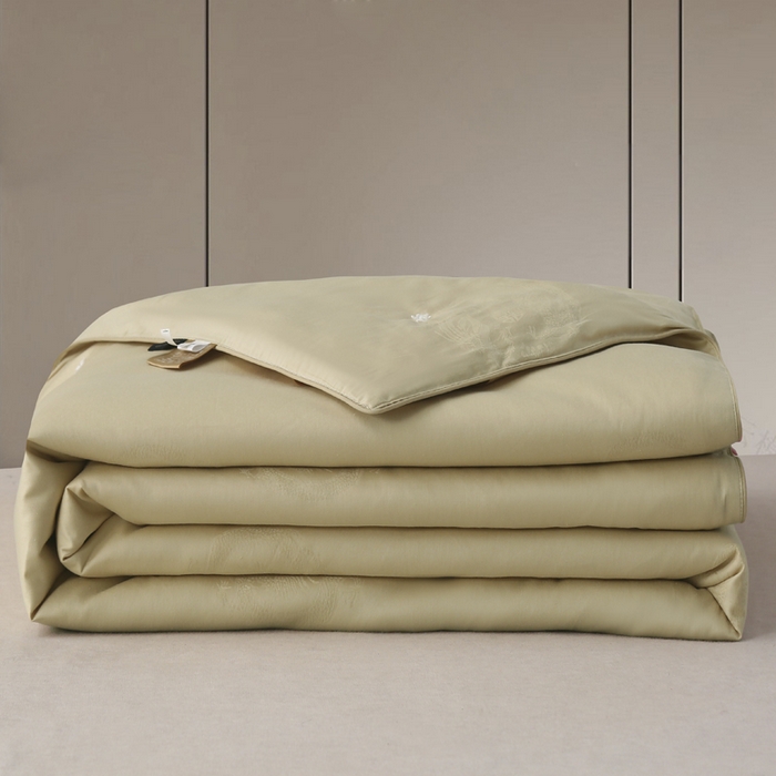 91家纺网 家纺一手货源 找家纺 越宏顺 2025新款龙凤款100%桑蚕丝纯棉手工蚕丝被保真 香槟金