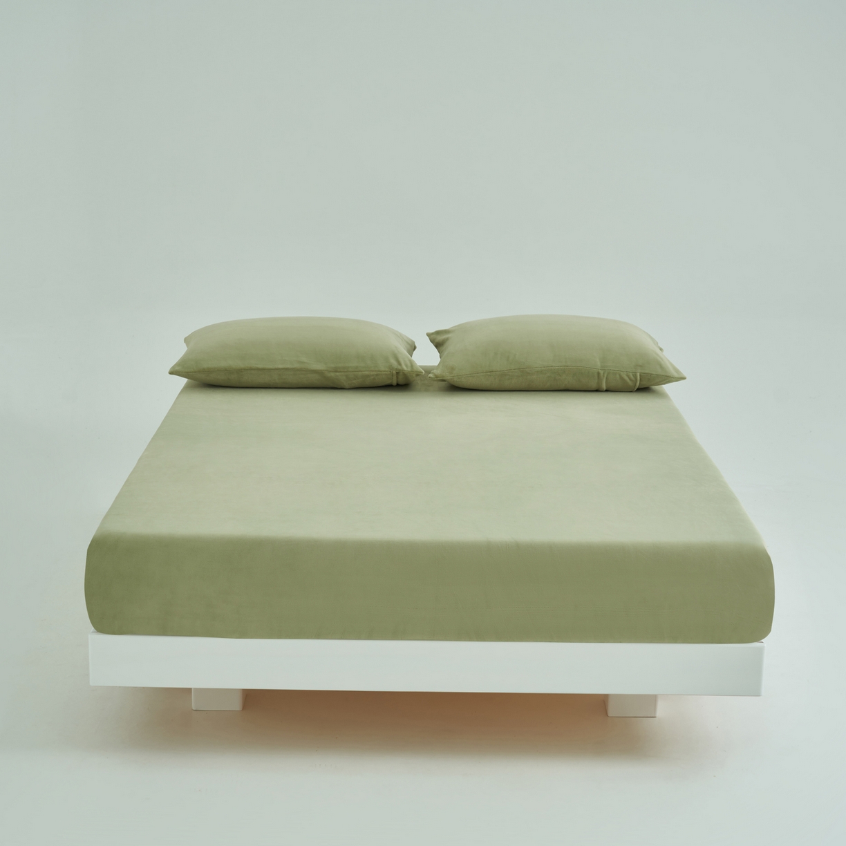 91家纺网 家纺一手货源 找家纺 寐绸家纺 2025新款牛奶绒纯色暖绒床笠 暖绒床笠-牛油果绿