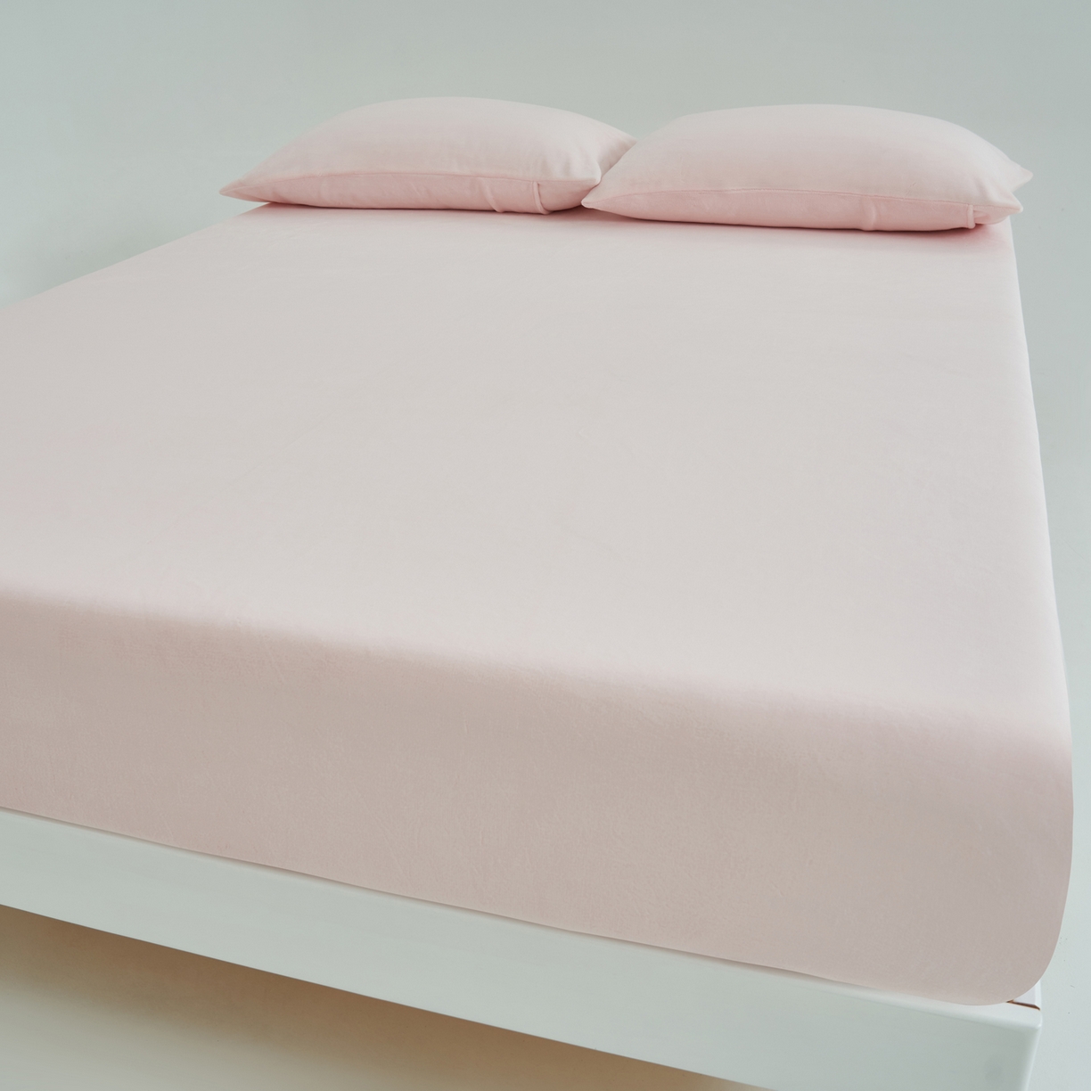 91家纺网 家纺一手货源 找家纺 寐绸家纺 2025新款牛奶绒纯色暖绒床笠 暖绒床笠-浅粉