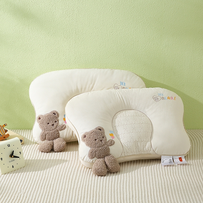 91家纺网 家纺一手货源 找家纺 金牛枕芯 2025新款亲肤舒适儿童护脊枕枕头枕芯-奶糖熊 奶糖熊-卡其