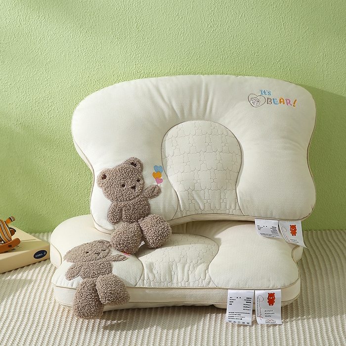 91家纺网 家纺一手货源 找家纺 金牛枕芯 2025新款亲肤舒适儿童护脊枕枕头枕芯-奶糖熊 奶糖熊-卡其