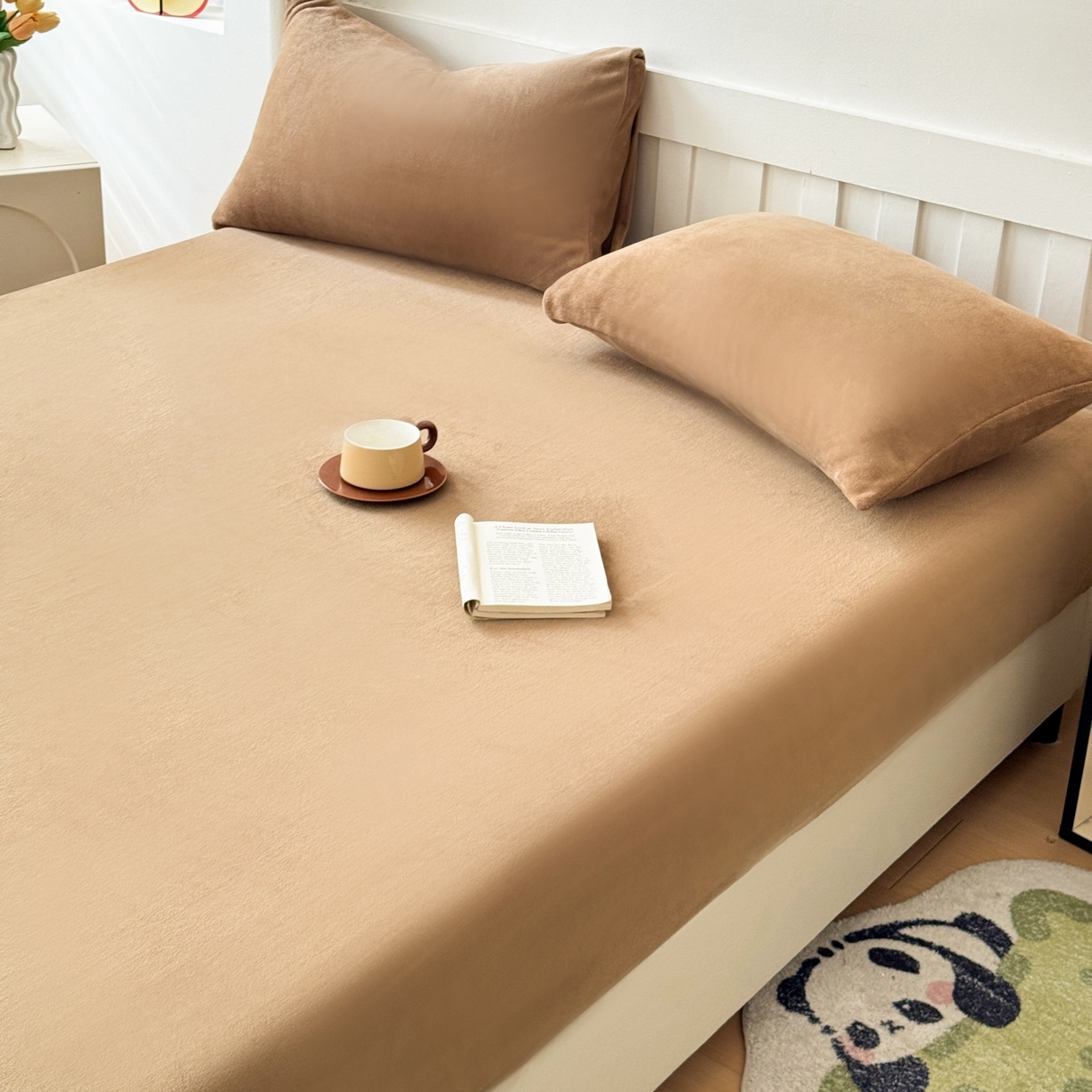 91家纺网 家纺一手货源 找家纺 （总）富阿娜家纺 2025新款牛奶绒纯色床笠三件套