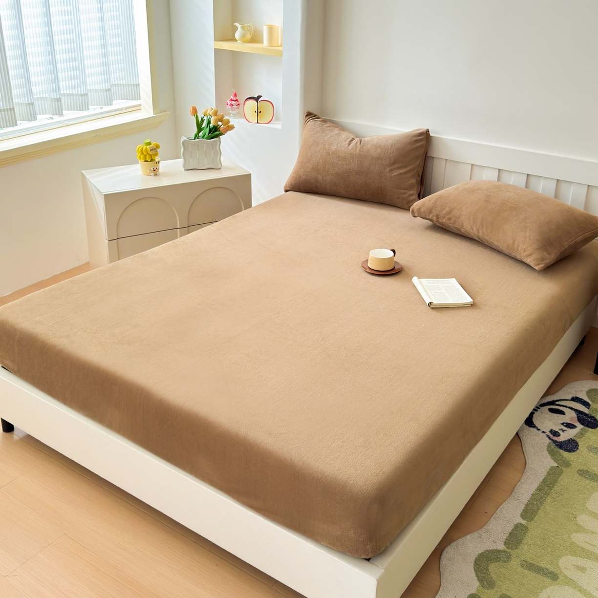 91家纺网 家纺一手货源 找家纺 （总）富阿娜家纺 2025新款牛奶绒纯色床笠三件套