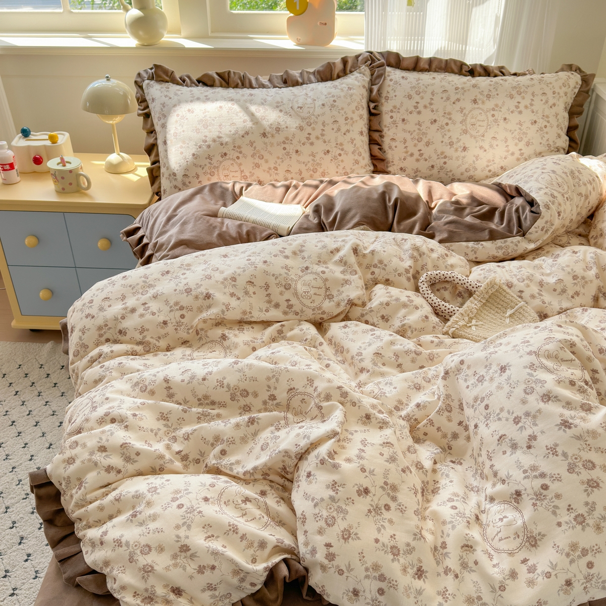 91家纺网 家纺一手货源 找家纺 （总）淑女公社家纺 2025秋冬新款纯棉双层纱加韩国绒四件套