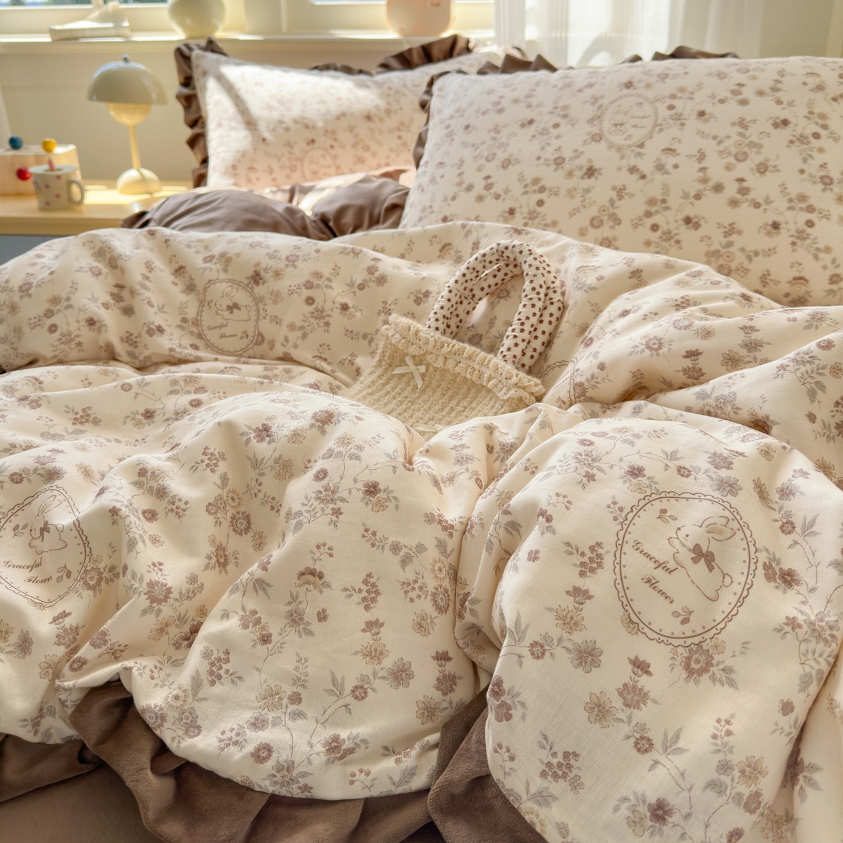 91家纺网 家纺一手货源 找家纺 （总）淑女公社家纺 2025秋冬新款纯棉双层纱加韩国绒四件套