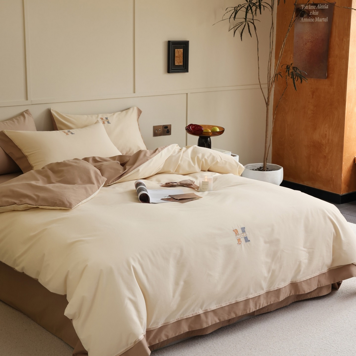 91家纺网 家纺一手货源 找家纺 （总）初拾 2025新款全棉磨毛小资系列绣花四件套-纽约日报（控价不低于368元 会员减 20）