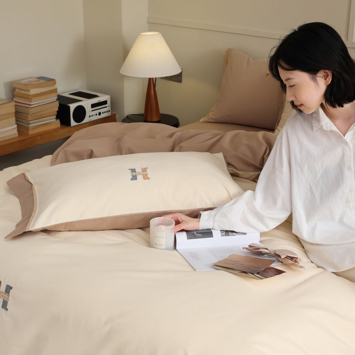 91家纺网 家纺一手货源 找家纺 （总）初拾 2025新款全棉磨毛小资系列绣花四件套-纽约日报（控价不低于368元 会员减 20）