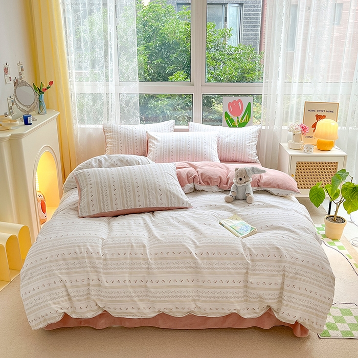 91家纺网 家纺一手货源 找家纺 瑞莱 2025新款秋冬网红款棉加绒四件套 小公举