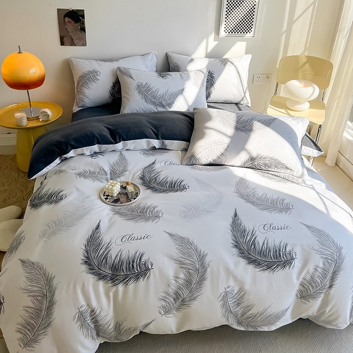 91家纺网 家纺一手货源 找家纺 瑞莱 2025新款秋冬网红款棉加绒四件套 落羽