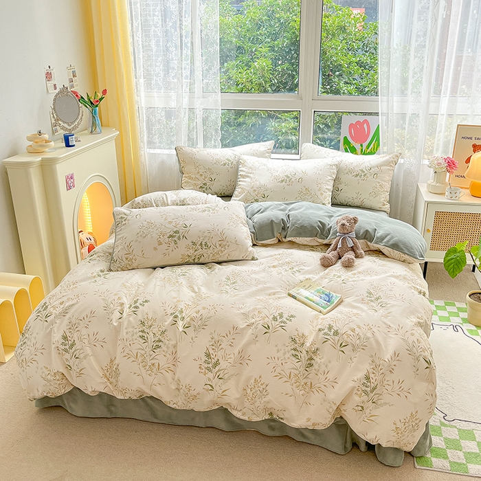 91家纺网 家纺一手货源 找家纺 瑞莱 2025新款秋冬网红款棉加绒四件套 棉绒仙草