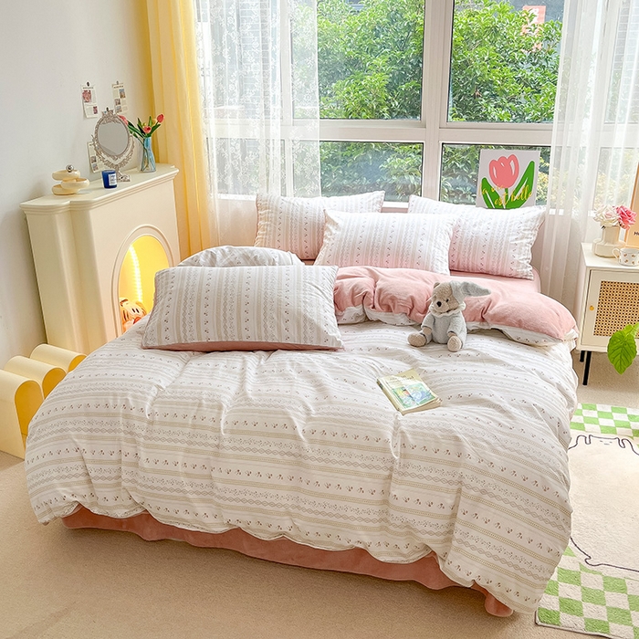 91家纺网 家纺一手货源 找家纺 瑞莱 2025新款秋冬网红款棉加绒四件套 小公举