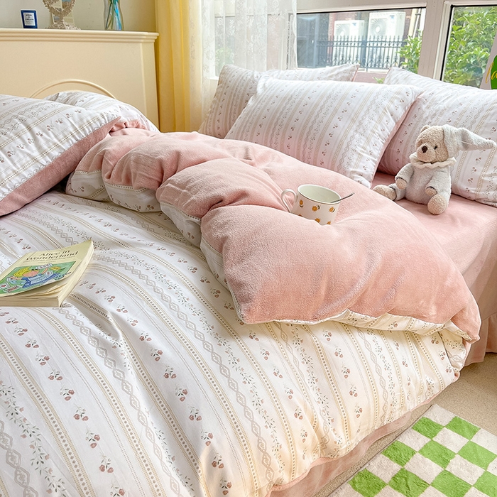 91家纺网 家纺一手货源 找家纺 瑞莱 2025新款秋冬网红款棉加绒四件套 小公举