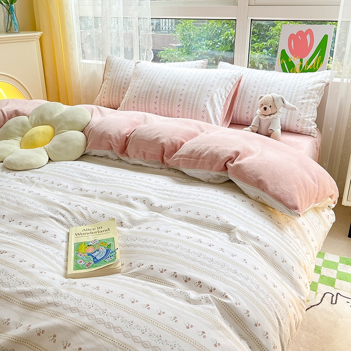 91家纺网 家纺一手货源 找家纺 瑞莱 2025新款秋冬网红款棉加绒四件套 小公举