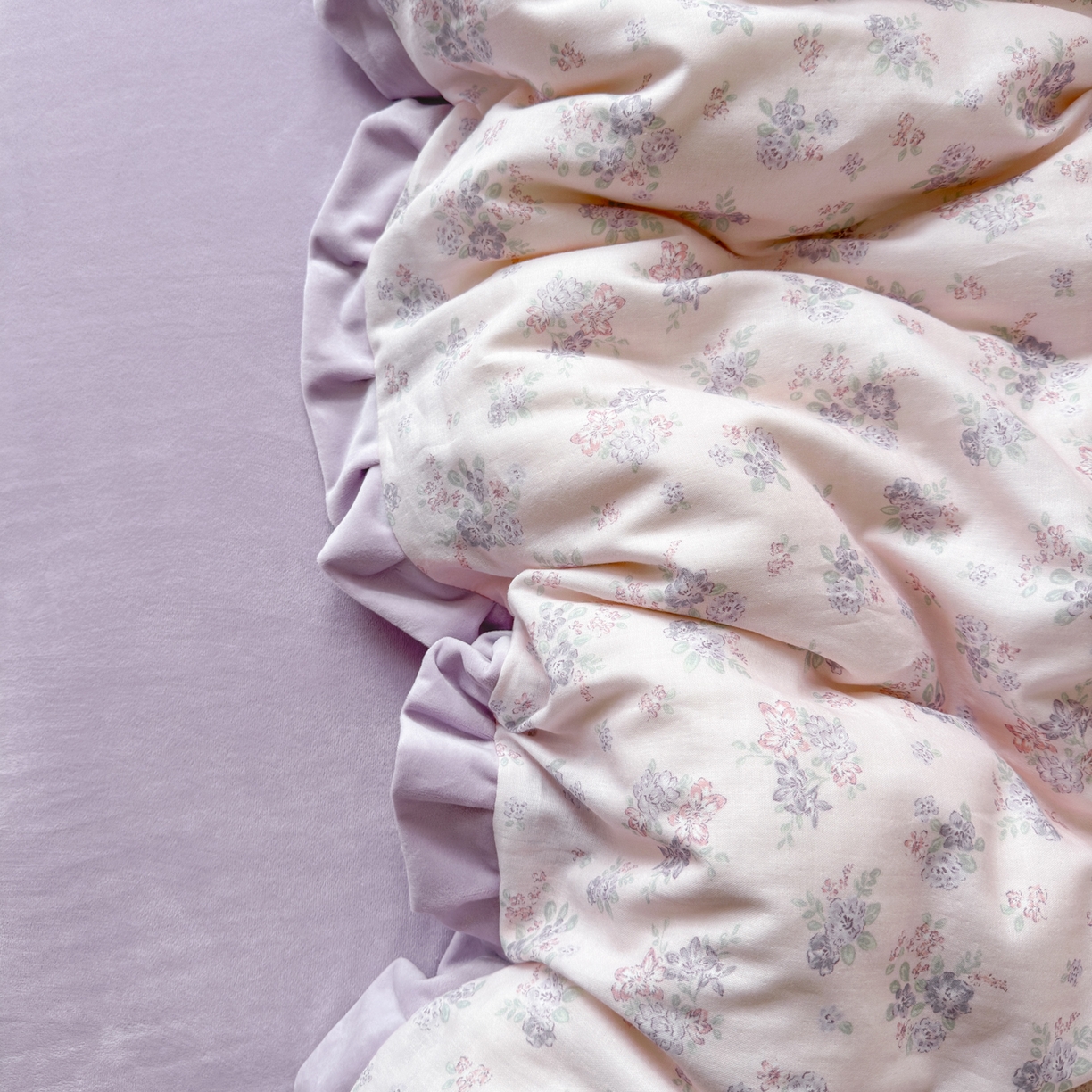 91家纺网 家纺一手货源 找家纺 淑女公社家纺 2025秋冬新款纯棉双层纱加韩国绒四件套 紫韵