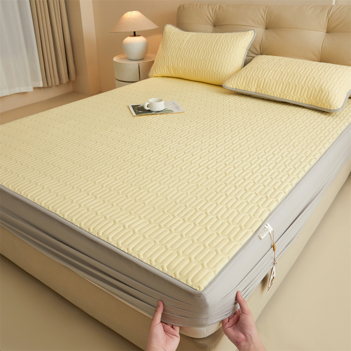 91家纺网 家纺一手货源 找家纺 （总）糯米猪家纺 2025新款多巴胺拼色全棉床笠