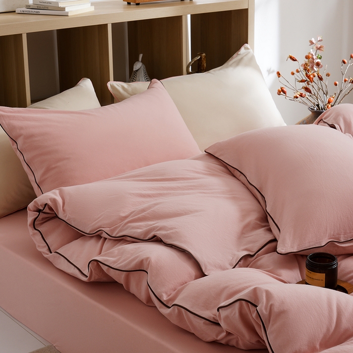 91家纺网 家纺一手货源 找家纺 LADYCOCO可可家居 2025新款纯棉针织四件套（控价不低于279元） 粉色