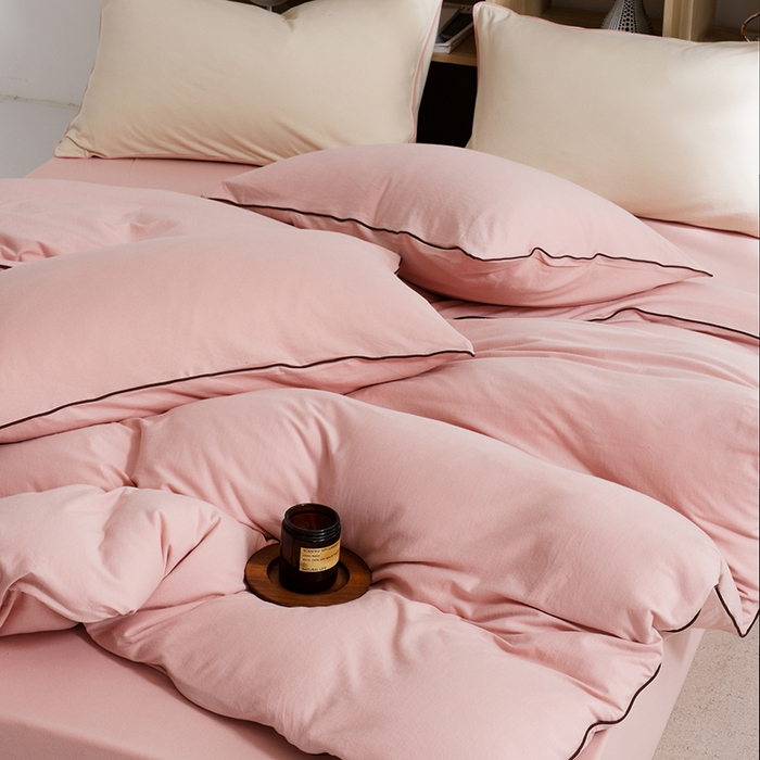 91家纺网 家纺一手货源 找家纺 LADYCOCO可可家居 2025新款纯棉针织四件套（控价不低于279元） 粉色