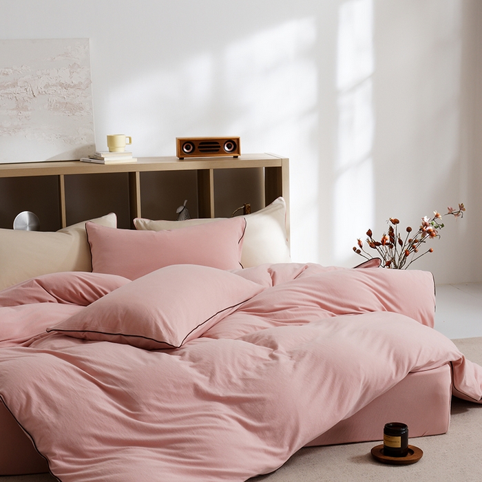 91家纺网 家纺一手货源 找家纺 LADYCOCO可可家居 2025新款纯棉针织四件套（控价不低于279元） 粉色