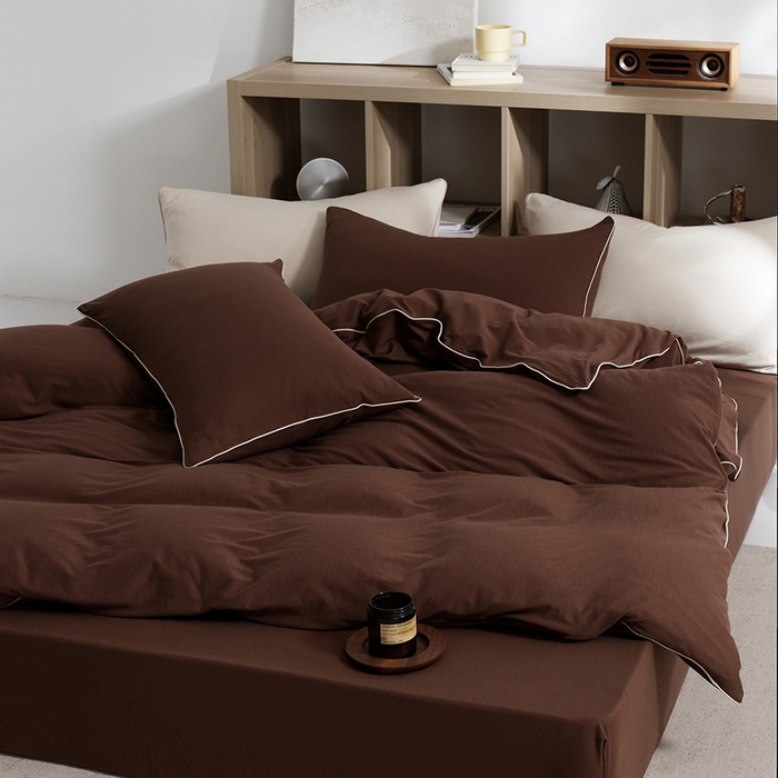 91家纺网 家纺一手货源 找家纺 LADYCOCO可可家居 2025新款纯棉针织四件套（控价不低于279元） 咖色