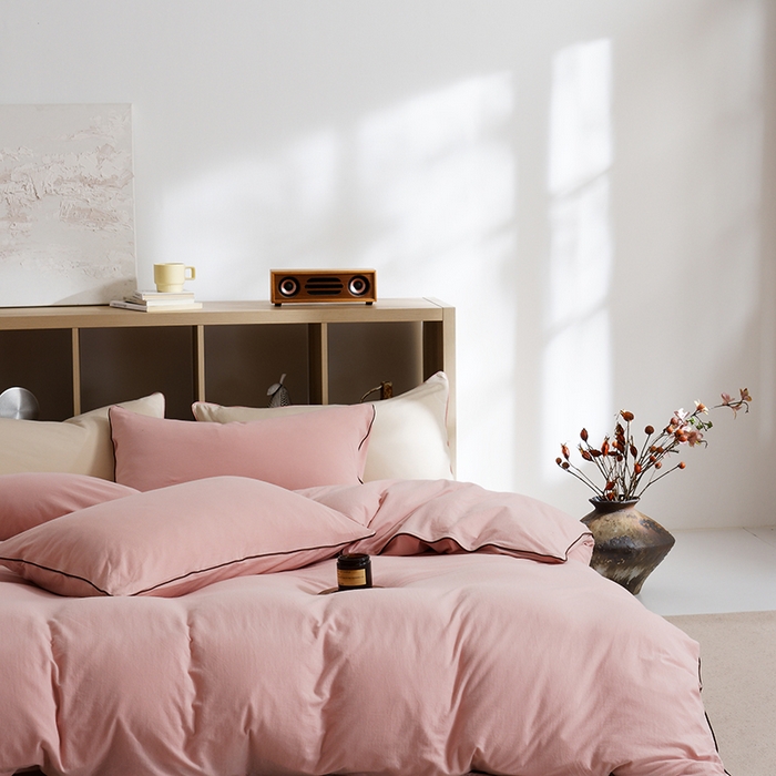 91家纺网 家纺一手货源 找家纺 LADYCOCO可可家居 2025新款纯棉针织四件套（控价不低于279元） 粉色