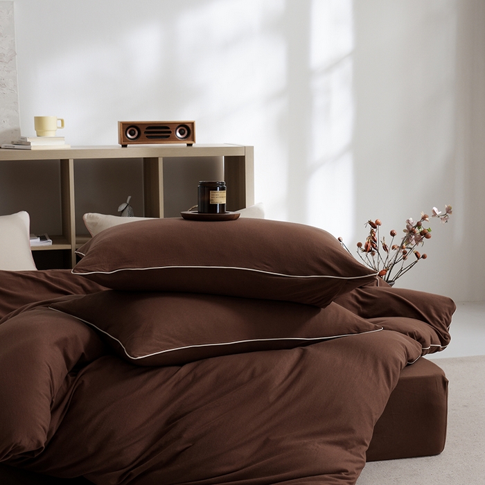 91家纺网 家纺一手货源 找家纺 LADYCOCO可可家居 2025新款纯棉针织四件套（控价不低于279元） 咖色