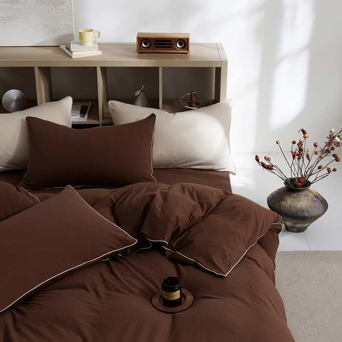 91家纺网 家纺一手货源 找家纺 LADYCOCO可可家居 2025新款纯棉针织四件套（控价不低于279元） 咖色