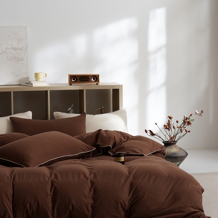 91家纺网 家纺一手货源 找家纺 LADYCOCO可可家居 2025新款纯棉针织四件套（控价不低于279元） 咖色