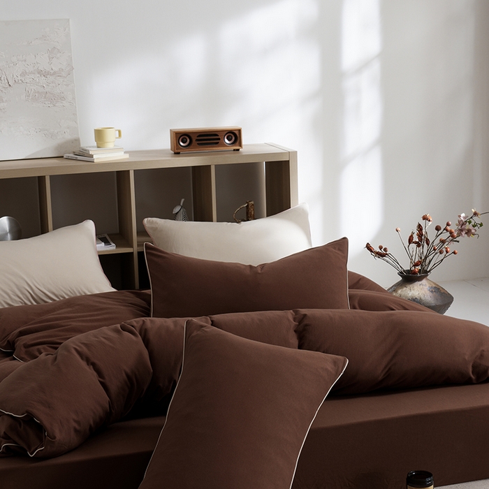 91家纺网 家纺一手货源 找家纺 LADYCOCO可可家居 2025新款纯棉针织四件套（控价不低于279元） 咖色