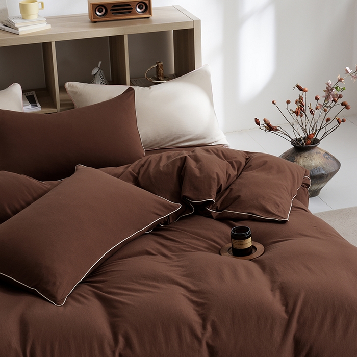 91家纺网 家纺一手货源 找家纺 LADYCOCO可可家居 2025新款纯棉针织四件套（控价不低于279元） 咖色