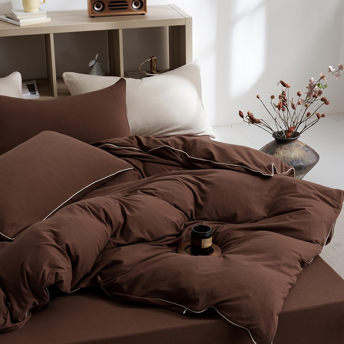 91家纺网 家纺一手货源 找家纺 LADYCOCO可可家居 2025新款纯棉针织四件套（控价不低于279元） 咖色