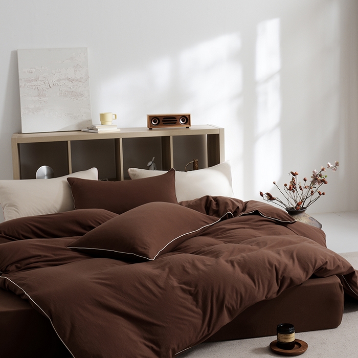 91家纺网 家纺一手货源 找家纺 LADYCOCO可可家居 2025新款纯棉针织四件套（控价不低于279元） 咖色