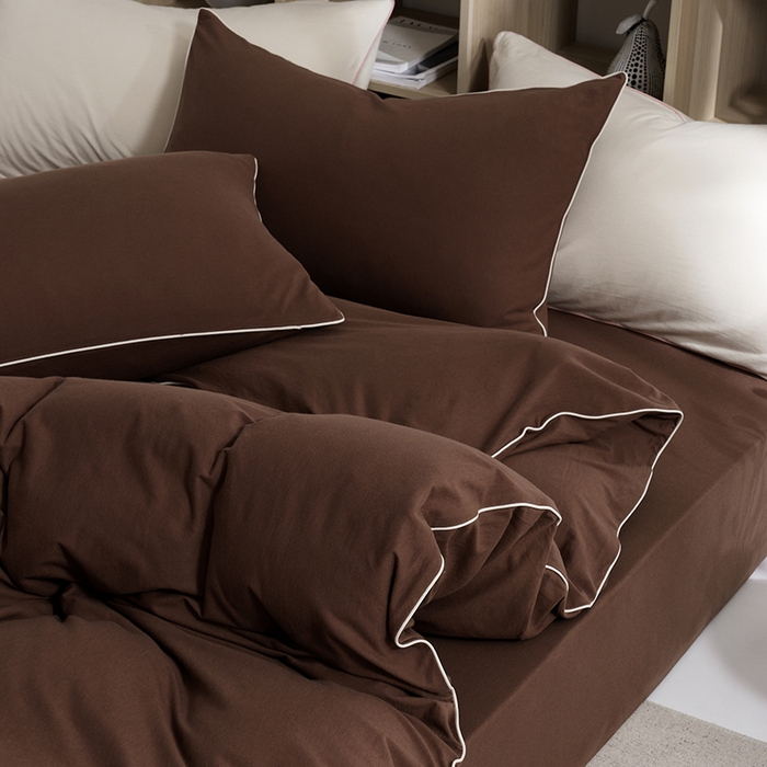 91家纺网 家纺一手货源 找家纺 LADYCOCO可可家居 2025新款纯棉针织四件套（控价不低于279元） 咖色