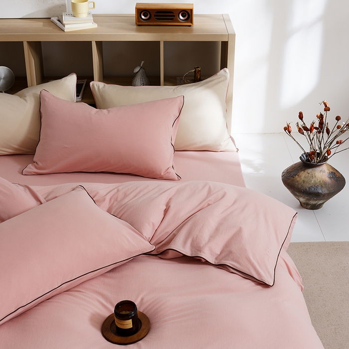 91家纺网 家纺一手货源 找家纺 LADYCOCO可可家居 2025新款纯棉针织四件套（控价不低于279元） 粉色