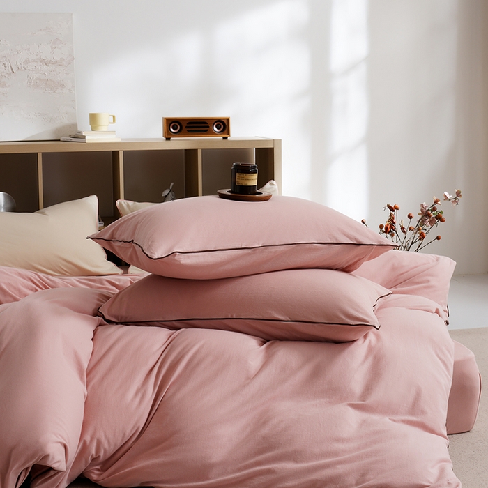 91家纺网 家纺一手货源 找家纺 LADYCOCO可可家居 2025新款纯棉针织四件套（控价不低于279元） 粉色