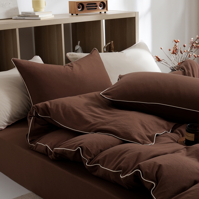 91家纺网 家纺一手货源 找家纺 LADYCOCO可可家居 2025新款纯棉针织四件套（控价不低于279元） 咖色