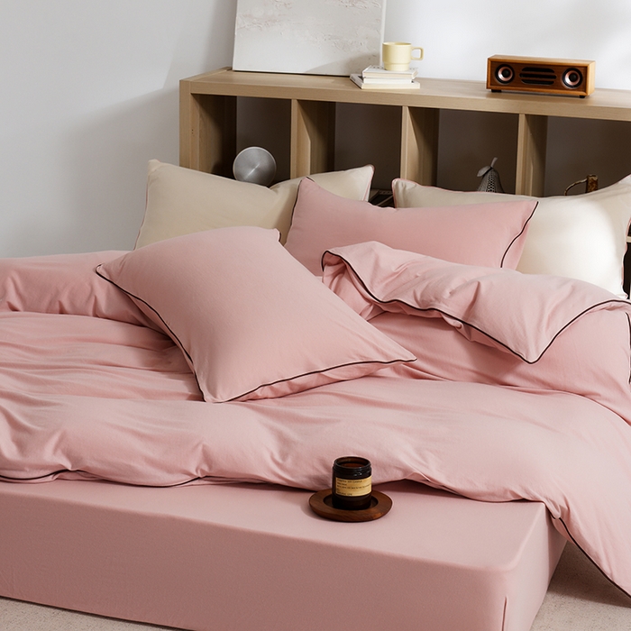 91家纺网 家纺一手货源 找家纺 LADYCOCO可可家居 2025新款纯棉针织四件套（控价不低于279元） 粉色