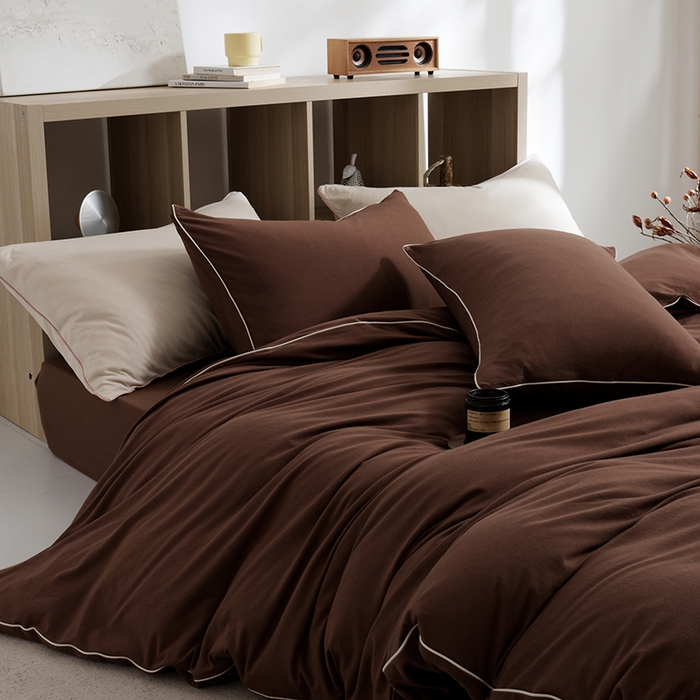 91家纺网 家纺一手货源 找家纺 LADYCOCO可可家居 2025新款纯棉针织四件套（控价不低于279元） 咖色