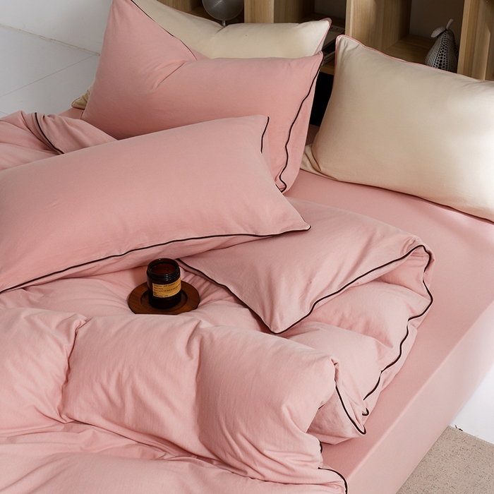 91家纺网 家纺一手货源 找家纺 LADYCOCO可可家居 2025新款纯棉针织四件套（控价不低于279元） 粉色