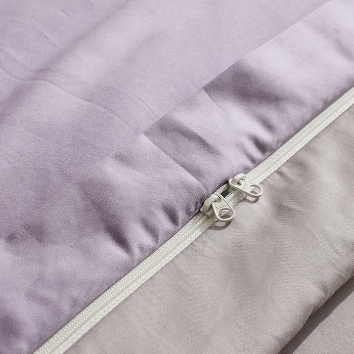 91家纺网 家纺一手货源 找家纺 LADYCOCO可可家居 2025新款三开口贡缎夹棉四件套 优易套/U易套 三开口被套，唯一专利发明单位，全球专利布局（控价不低于410元） 浅紫+浅灰