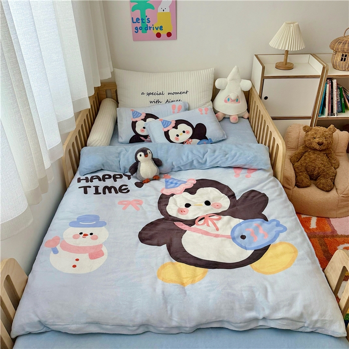 91家纺网 家纺一手货源 找家纺 （总）萌宝家纺 2025新款大版牛奶绒被套加厚保暖儿童三件套-萌宠系列